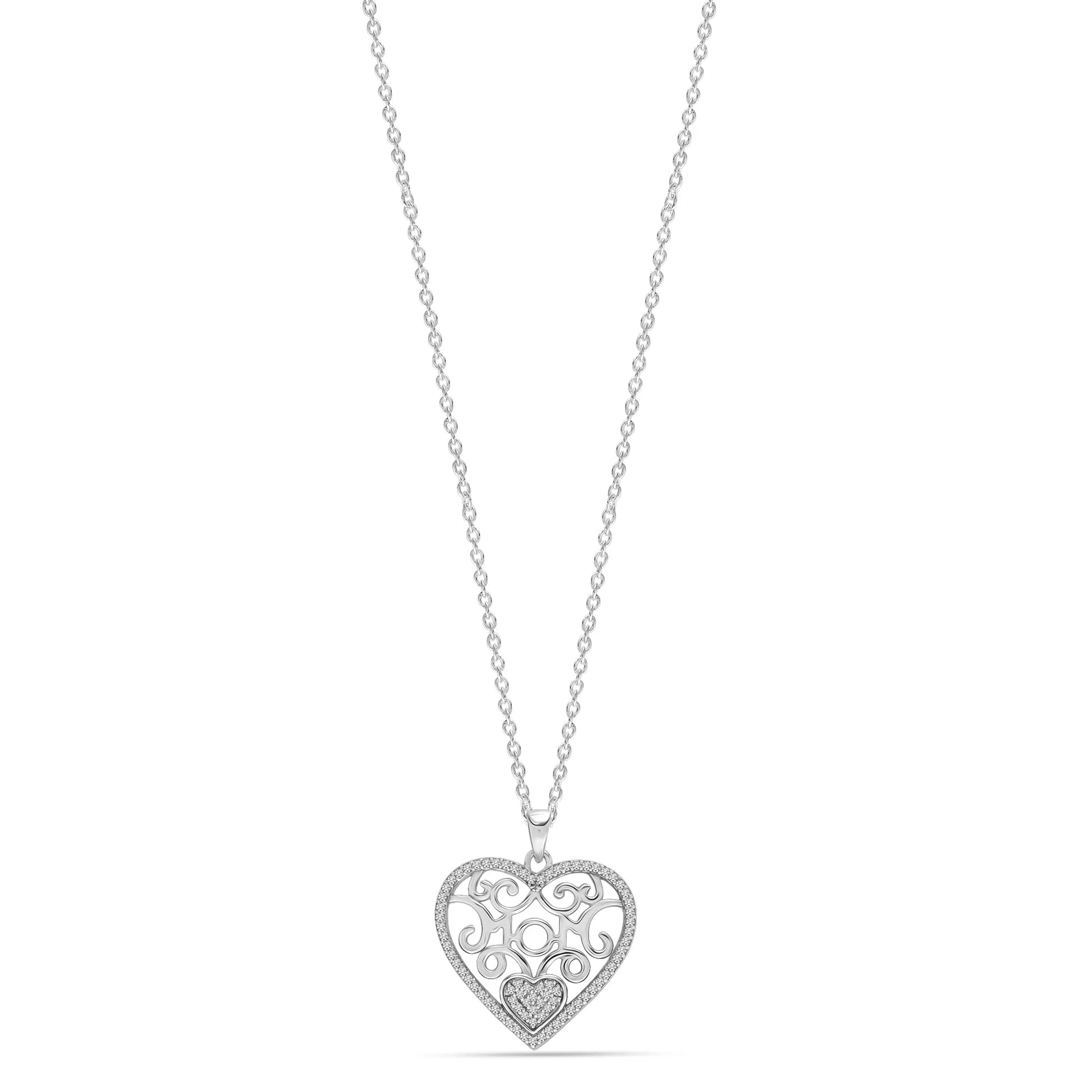 925 Sterling Silver Hypoallergenic Light-Weight Two-Tone Heart Pendant Necklace Gifts for Women and Teen Girls 18" Inch